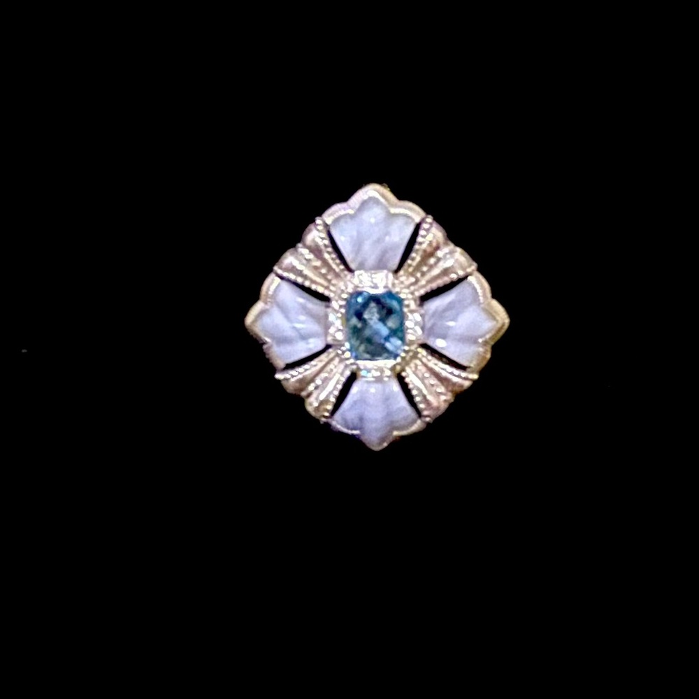 Judith Ripka Blue Agate, Blue Topaz and Diamonique Enhancer/Brooch